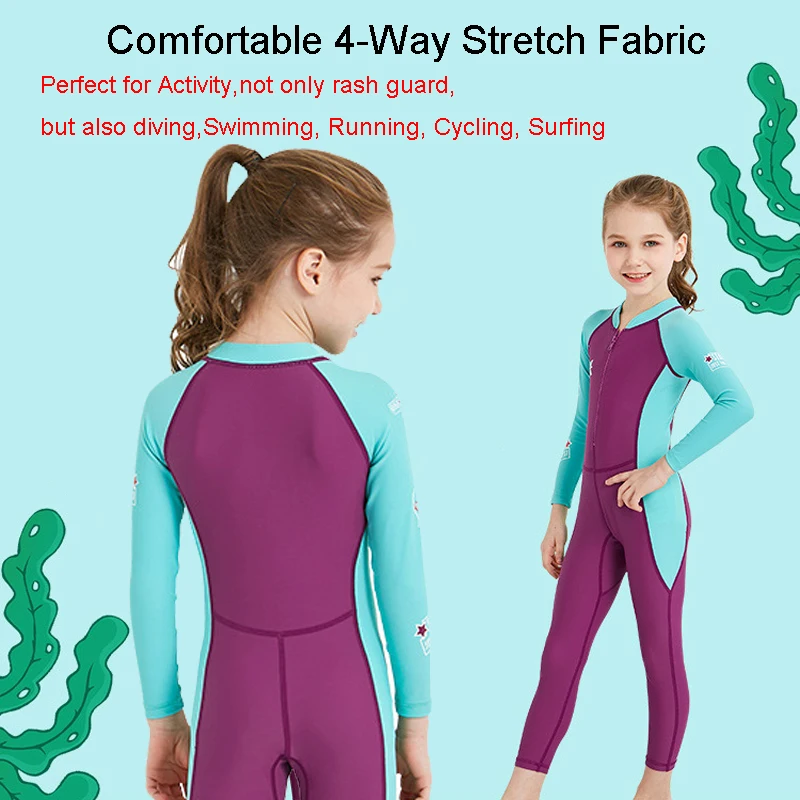 Погружение парус бренд UPF 50 + дети дайвинг рашгарды Цельный купальник для девочек