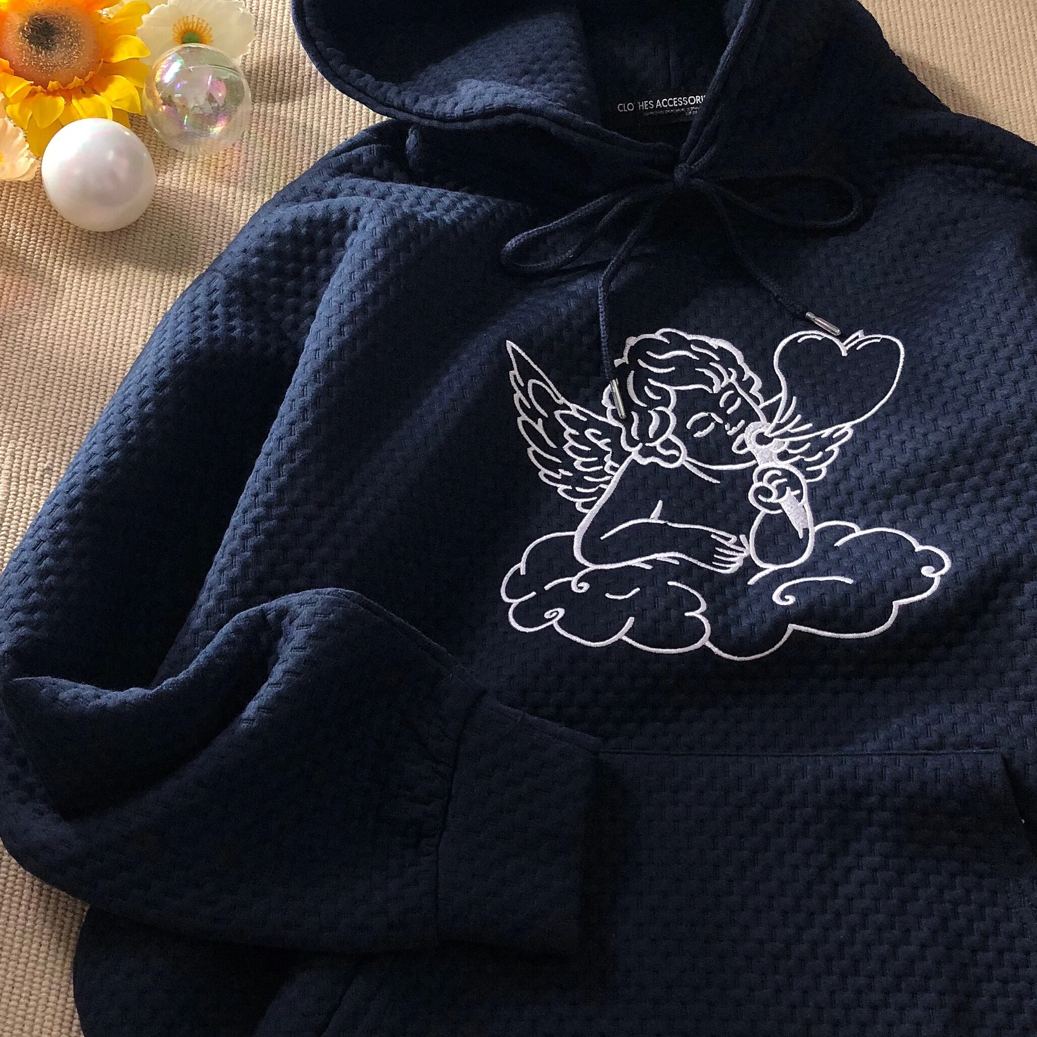 

New Hip Hop Angel Embroidery Hoodie Vintage Streetwear Sweatshirt Women Fashion Clothes for Teens 2021 Autumn Korean Casual Tops