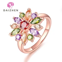 luxury new rose gold color finger ring for women with aaa multicolor cubic zircon wedding berloque 6 7 8 9 w011 xmas gift
