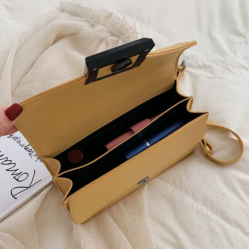 

New Thread PU Flap Purses Shoulder Bags For Women Leisure Solid Color Fashion Small Square Bag Crossbody Handbag For Traveling