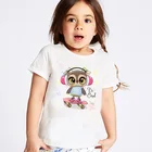 Футболка для девочек с рисунком совы, детская одежда, Забавная детская футболка на день рождения с коротким рукавом для мальчиков и девочек, милые Мультяшные топы для мальчиков и девочек, oHKP5391