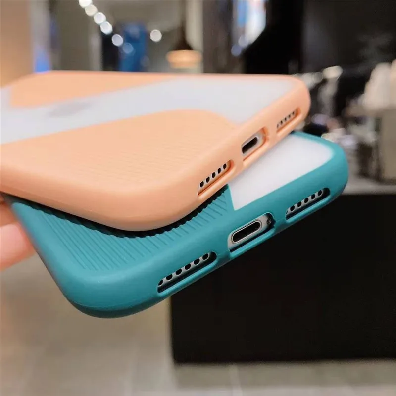 

Contrast Candy Color Shockproof Phone Case For iPhone SE 2020 11 11 Pro X XR XS Max 8 7 6 6S Plus Matte Transparent TPU+PC Cover