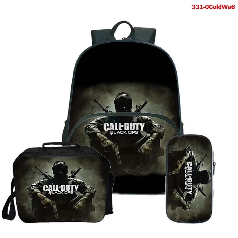 

cute lunch bag cartoon Call of Duty Black Ops Cold War Backpack Shoulder Bags Bag Mochilas Student 16.5inch 3pcs/Set Backpack