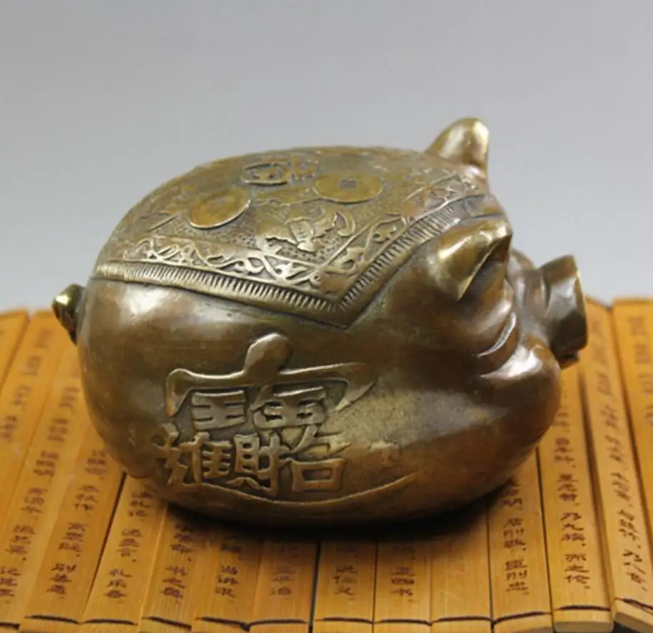 12 см китайского зодиака Фортуна Медь свинья коллекция высококлассные домашний