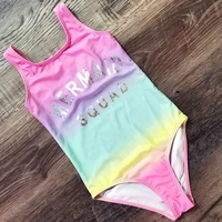 2021 girls swimsuit one piece swimwear mermaid letter stamping girl bathing suit monokini tie dye childrens swimwear beachwear