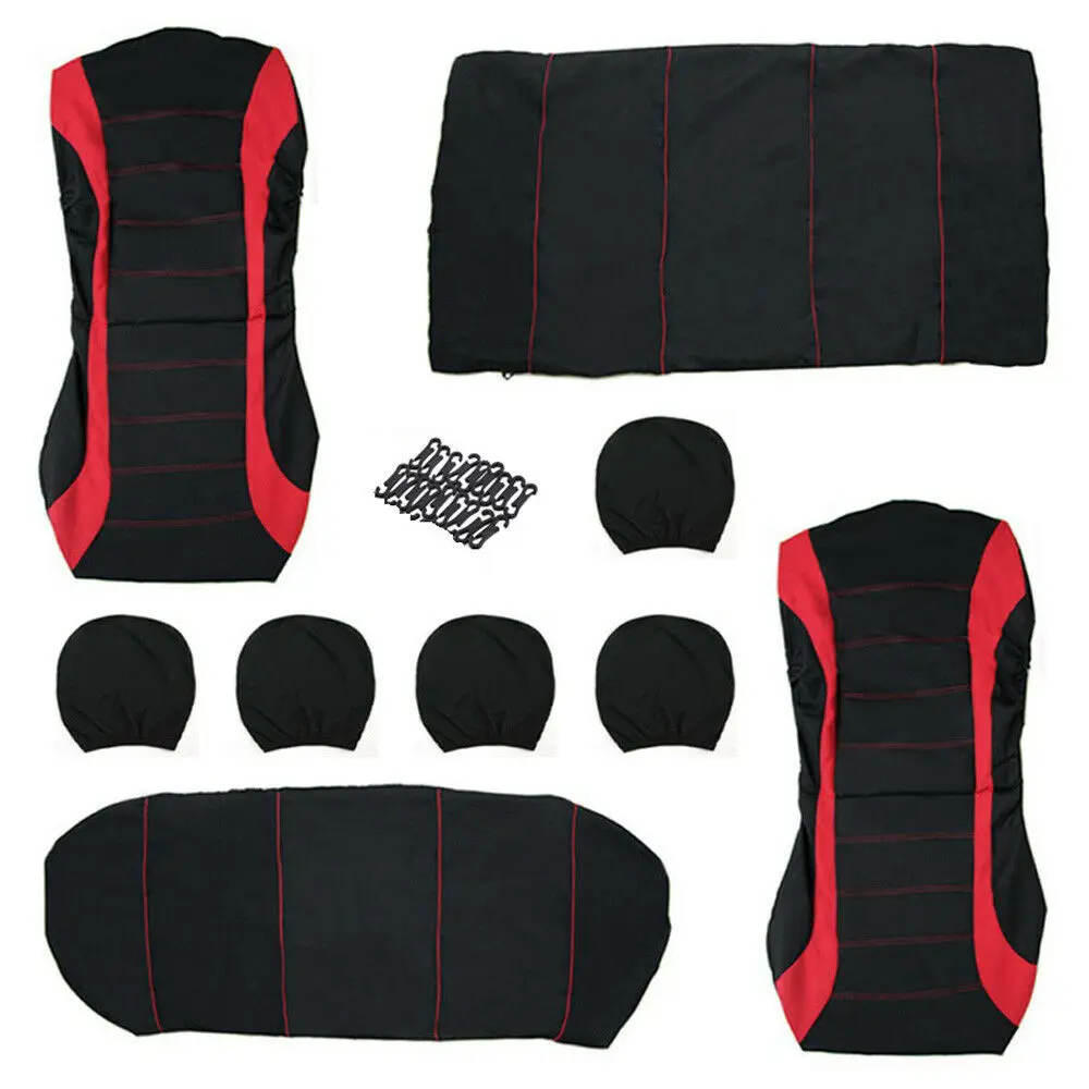 Красные чехлы для автомобильных сидений моющиеся передние и задние полные