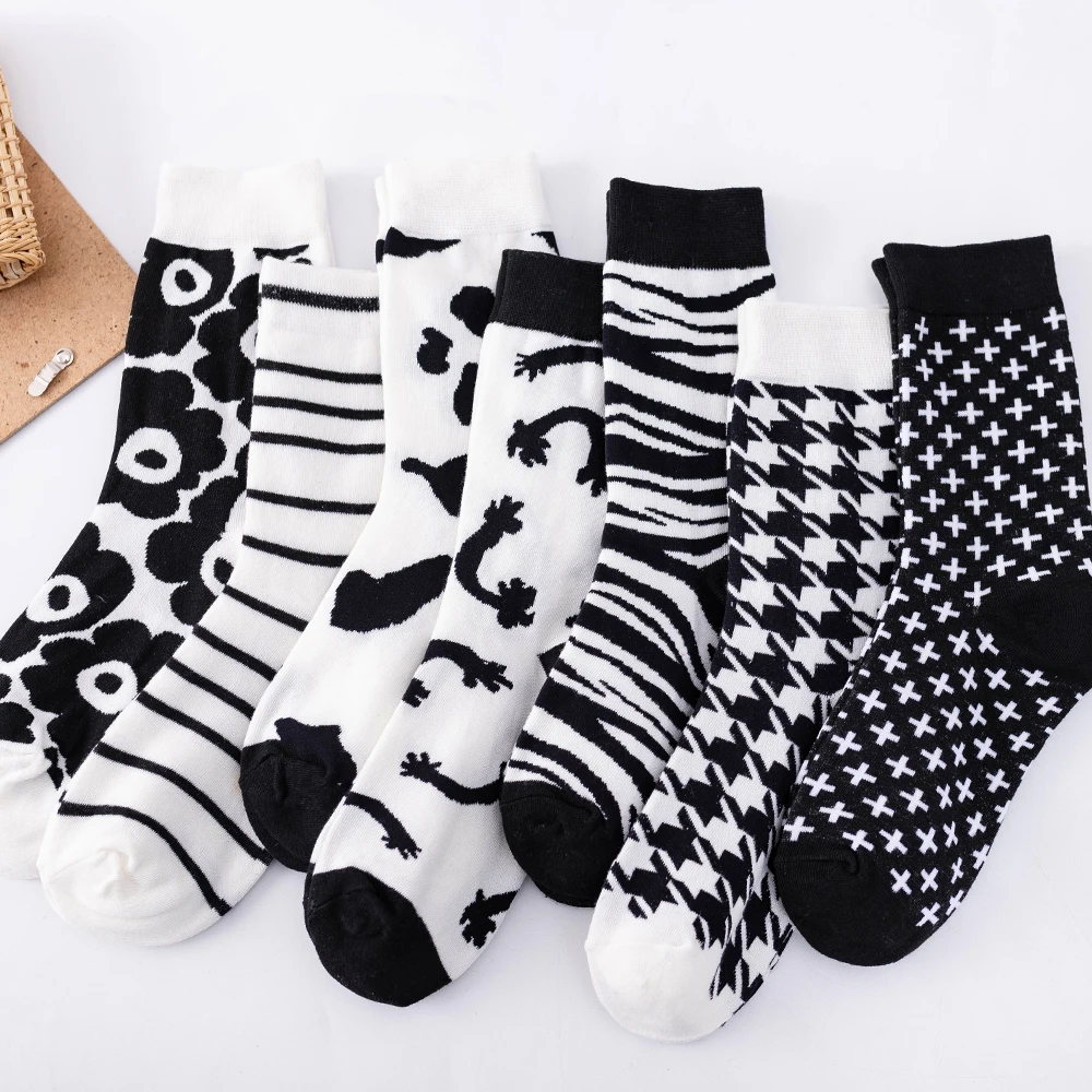 

white socks striped black woman calcetines harajuku women skarpetki meias meia calcetas cute vintage funny divertidos chaussette