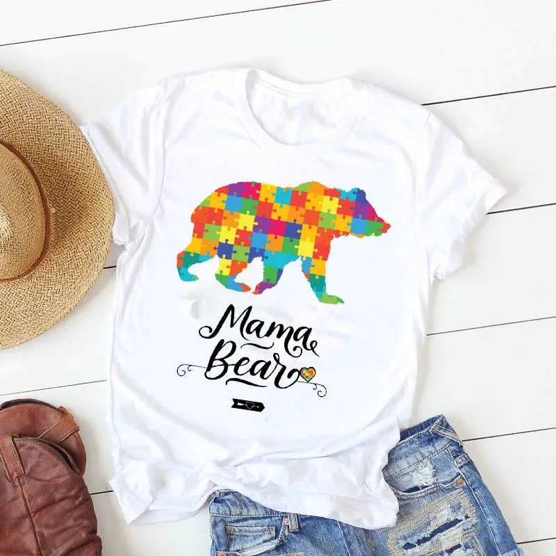 Женская футболка с рисунком медведя мамы жизни курицы Летняя женская мама Милая