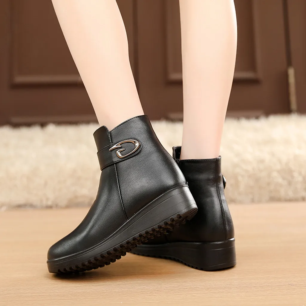 SAGACE/женские ботильоны на танкетке Зимняя теплая зимняя обувь Мягкие ботинки