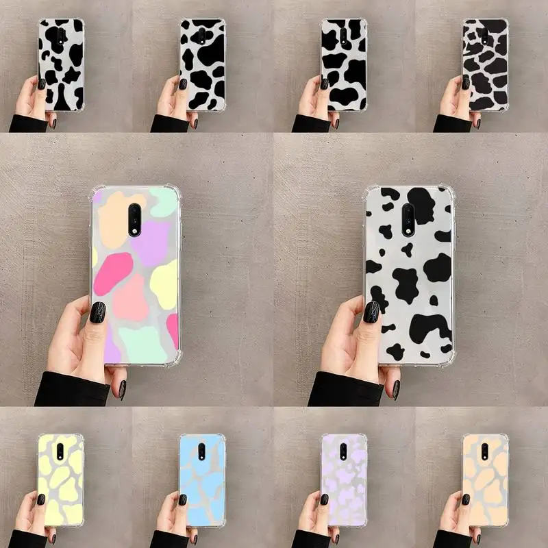 

Cow color Print fashion Pattern texture Phone Case Transparent For OnePlus MEIZU MEITU M 7 8 9 16 17 T PRO XS moible bag