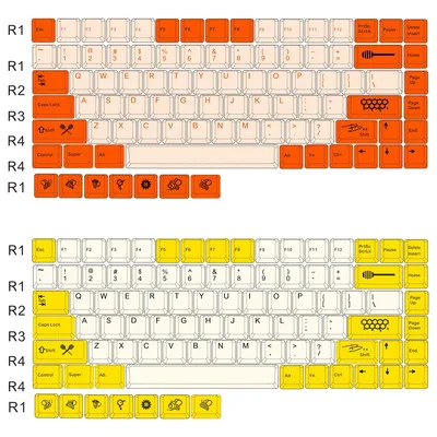 84 клавиш макет PBT Dye sublimation клавиши Пчелка углерода Белая освещенная контржурным