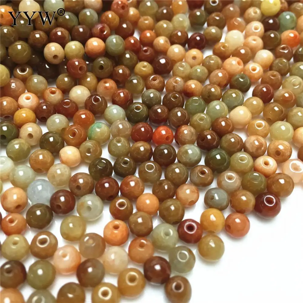 100 шт./пакет круглые бусины с натуральным камнем жадеит гладкие браслеты ожерелье