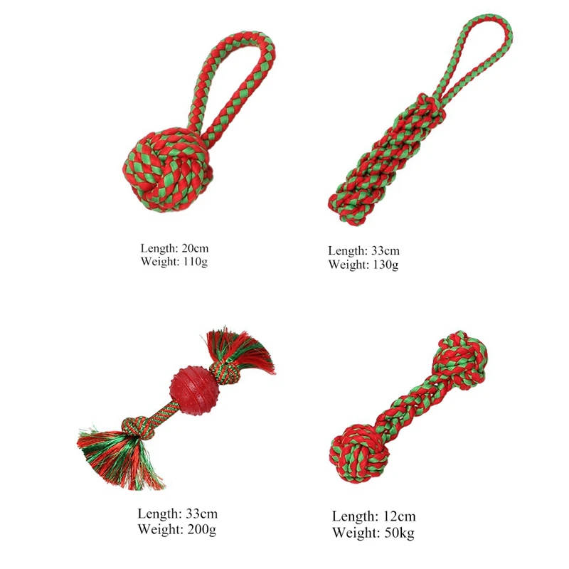 

Christmas Pet Teddy Molar Teeth Set Cotton Rope Toy Durable Braided Bone Teddy Molar Bite-resistant Toy Pet Products 1