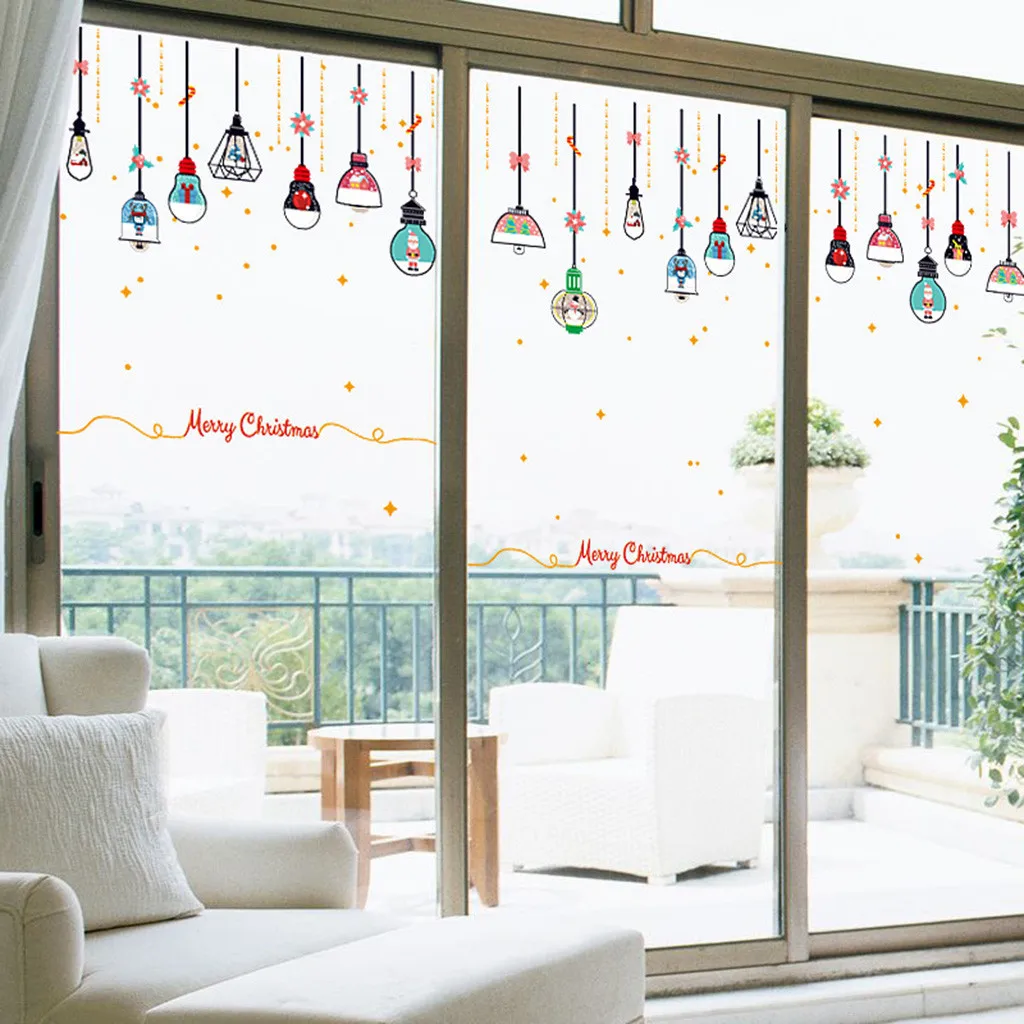 45x60 см рождественские снежинки Рождественские шары настенные наклейки Декор для