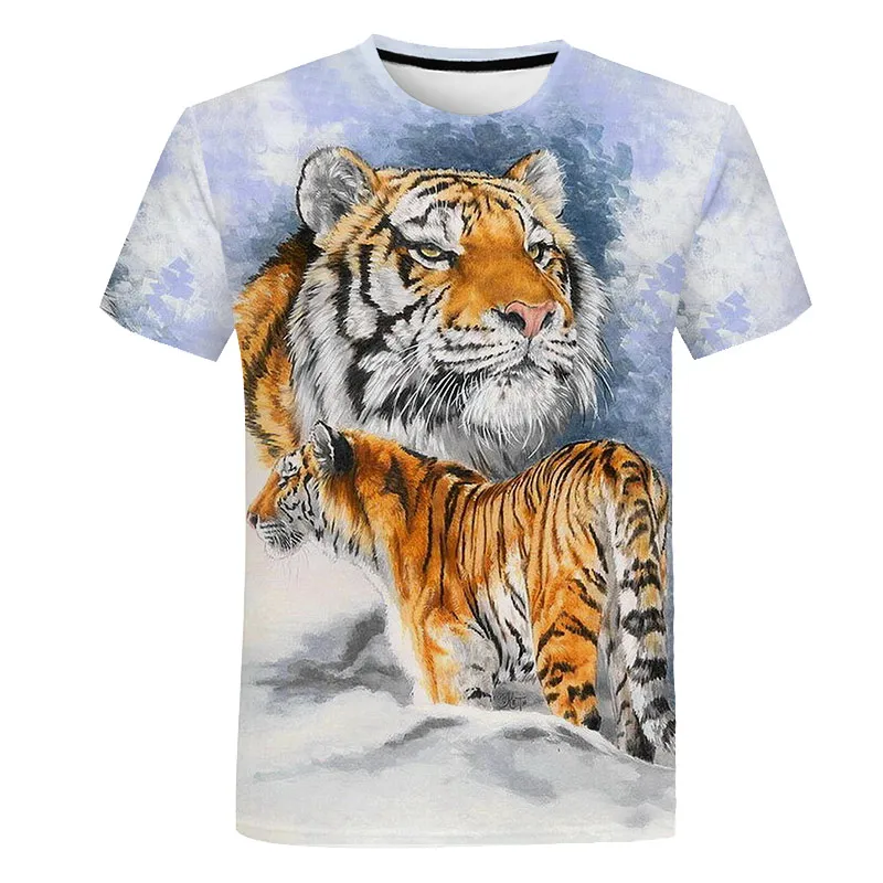 New Fashion Tiger T Shirt Summer Short Sleeve O-neck Tshirt Animal Tees For Baby Boys Kids Casual Cartoon Tops Girls T-shirt | Детская