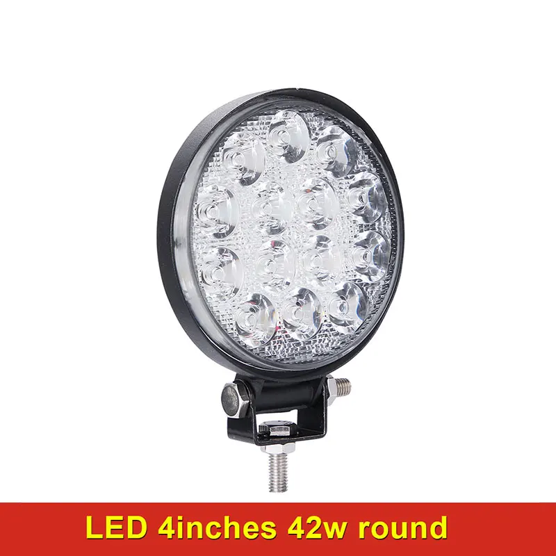Round 42W 4200LM 27W 42W 48W LED Off-Road/Offroad Light Bar 12V 24V Car Light For Jeep ATV UAZ SUV 4WD 4x4 Truck Tractor Off-road Spot Light Bulb - Испускаемый цвет: Round 42W 4200LM