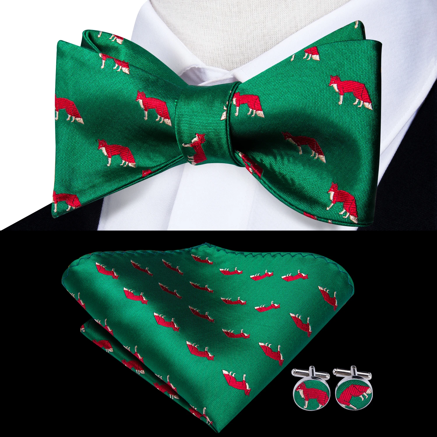 

LH-2025 Hi-Tie Silk Adult Men's Bowtie Butterfly Self Tie High Quality Luxury Men's Wedding Party Green Christmas Bowtie Men