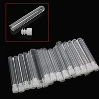 10pcs 12x100mm clear plastic test tubes with caps stoppers lab test tubes diy handmade beading beads storage tube lab tools