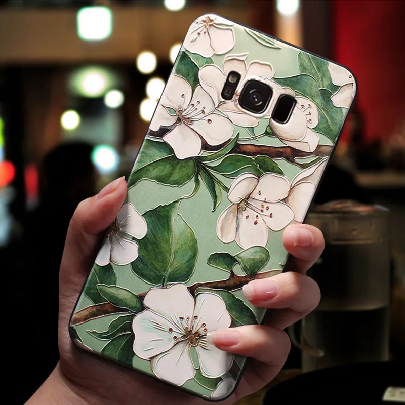 Чехлы для телефонов Samsung Galaxy S8 S9 S10 Plus чехол с 3d тиснением винтажный цветочный цвет