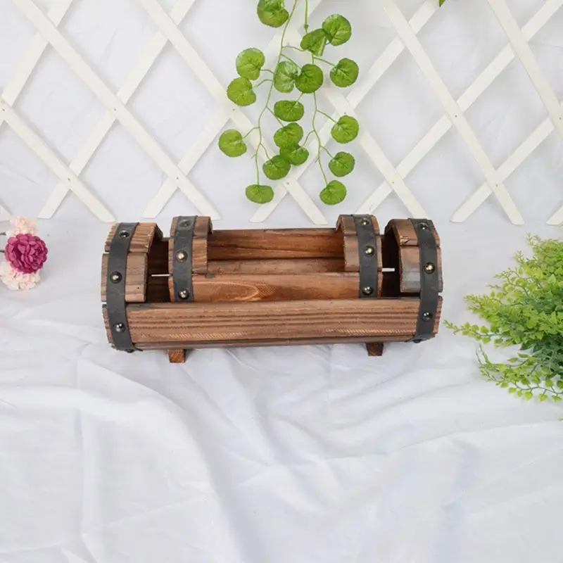 

Carbonized Wooden Flower Pot Succulent Plant Potted Planter Container Outdoor Home Garden Decoration P82C