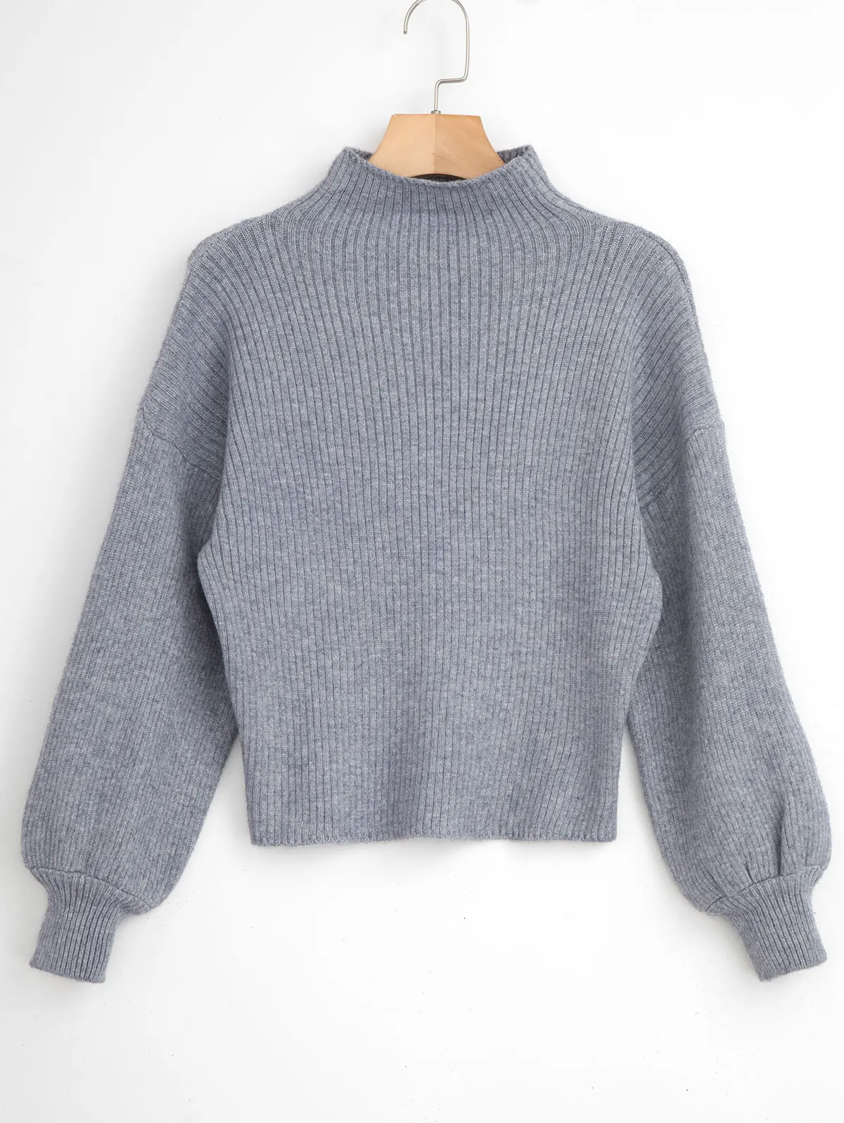 ZAFUL Long Wide Sleeve Funnel Collar Jumper Sweater Women Turtleneck Solid Khaki Loose Pullover Warm Winter Inside Tops 2019 | Женская