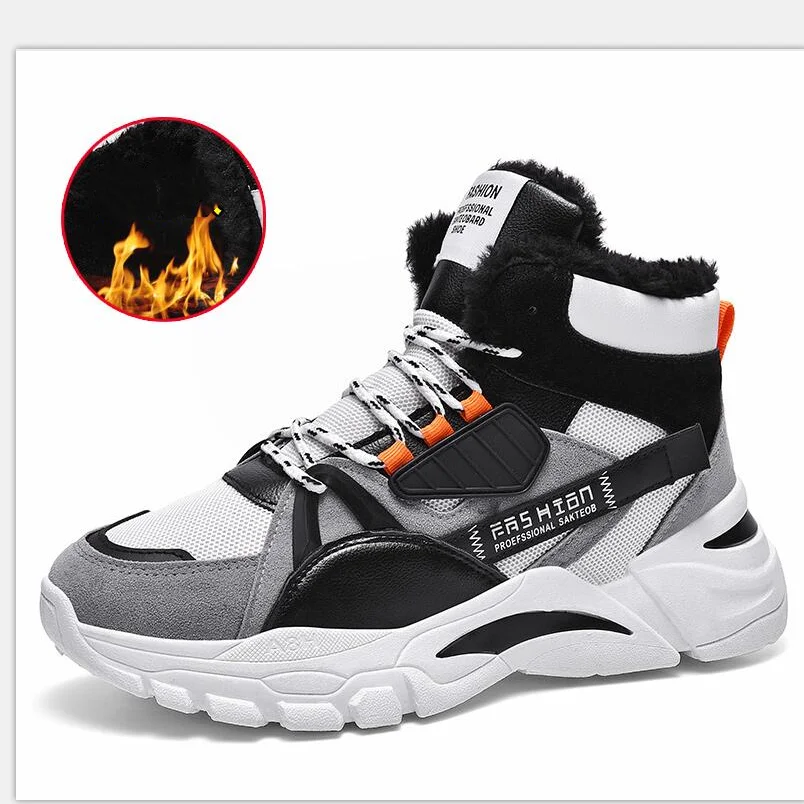 

Man Winter High Top Sneakers Men Casual Shoes Warm Plush Fur Boots Male Ankle Boots Platform Work Safety Trainers Basket femme