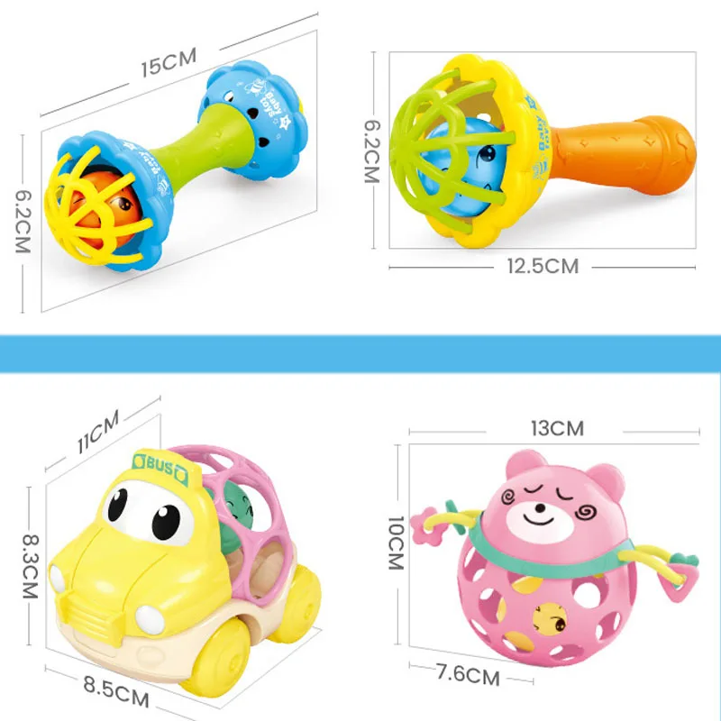 

Baby Rattling Hammer Soft Rubber Infant Hand Bell Fitness Ball Rattles Cartoon Children's Exercise Toys Early Education Toys
