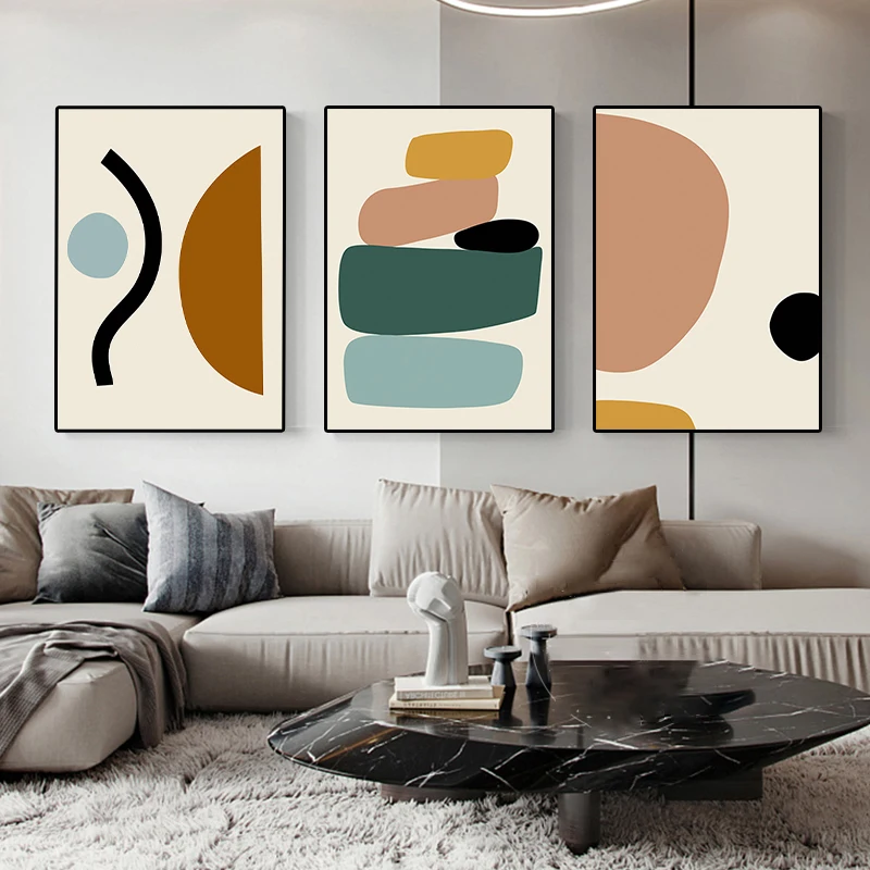 

Boho Modern Texture Canvas Painting Abstract Geometric Graphic Posters and Prints Wall Art Pictures Living Room Home Decoration