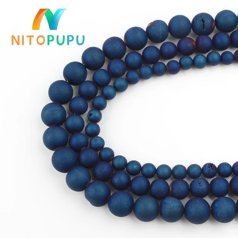 Бусины из натурального камня королевский синий Агат с покрытием круглые бусины