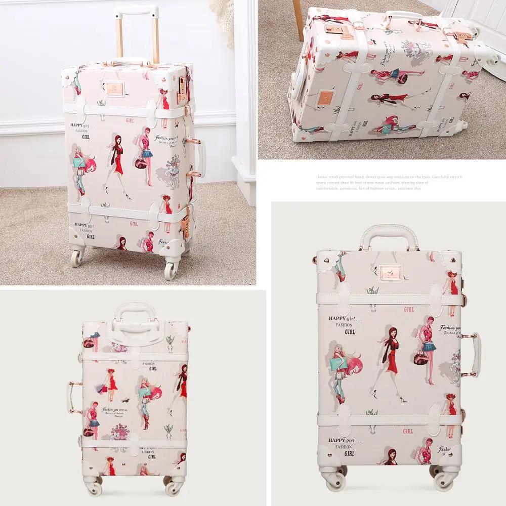 Набор винтажных чемоданов из искусственной кожи в новом стиле сумка на колесиках