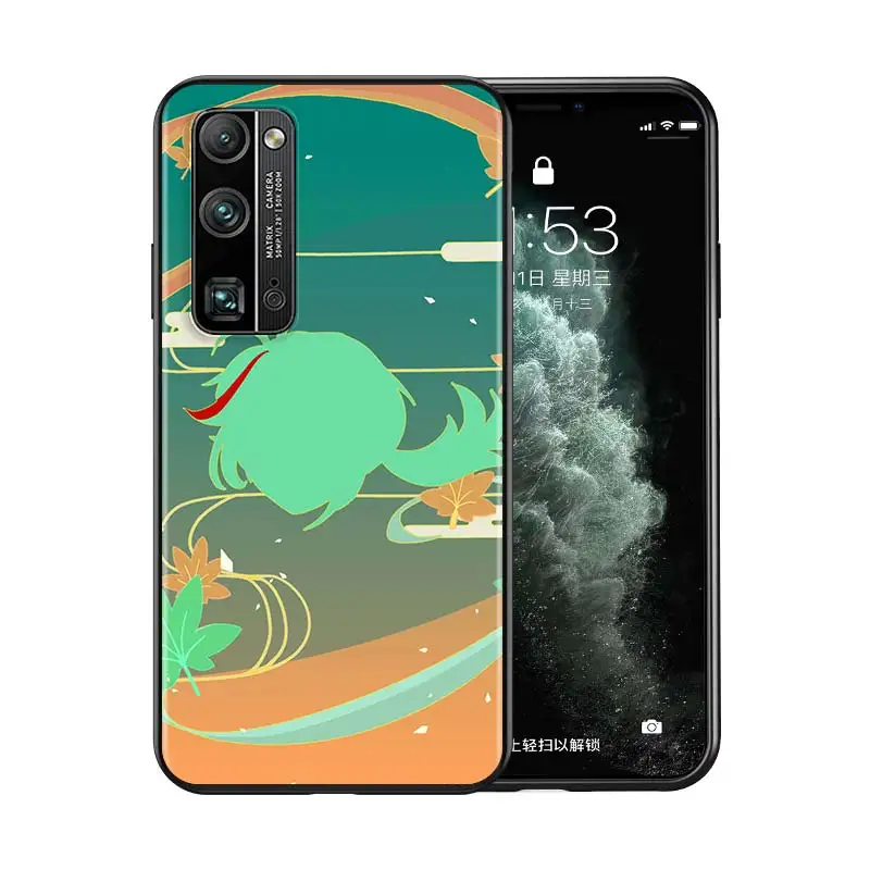 Ударопрочный чехол Genshin для Huawei Honor 50 30 20 10 V30 V20 X10 10X Lite Pro Искусственный Мягкий