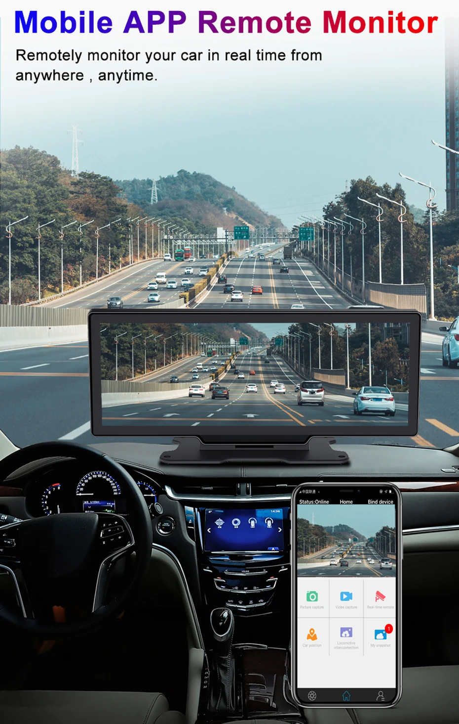 Автомобильный видеорегистратор Bluavido 11 дюймов 4G ADAS Android GPS-навигатор приборная