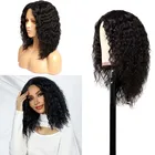 АФРО Синтетические короткие парики с глубокой волной для женщин, 16 дюймов, 20 дюймов, черные кудрявые волосы с челкой, без клея, термостойкие, предварительно выщипанные волосы
