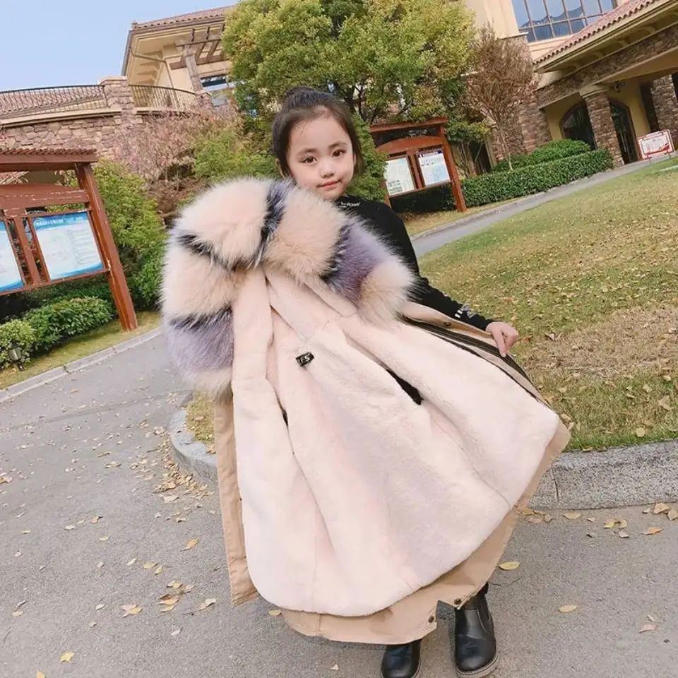 Plus Thicken Baby Girl Clothes Winter Parkas Soft Warm Girls Outerwear For 3T 4 5 6 7 8 9 10 12 Year Baby Girl Fake Fur Coat