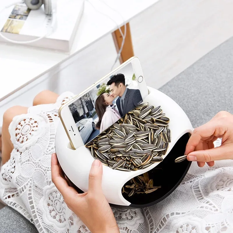 Ленивый миска для снеков мобильный телефон кронштейн арахиса двойной Слои