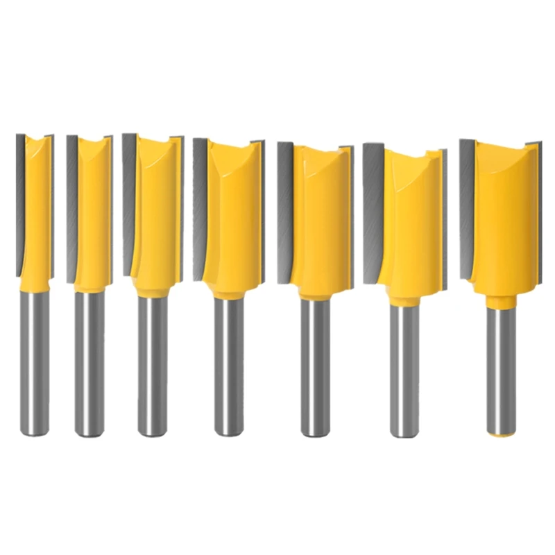 

7pcs 1/4 inch Shank Straight Router Cutter Bit Single Double Flute Router Bit