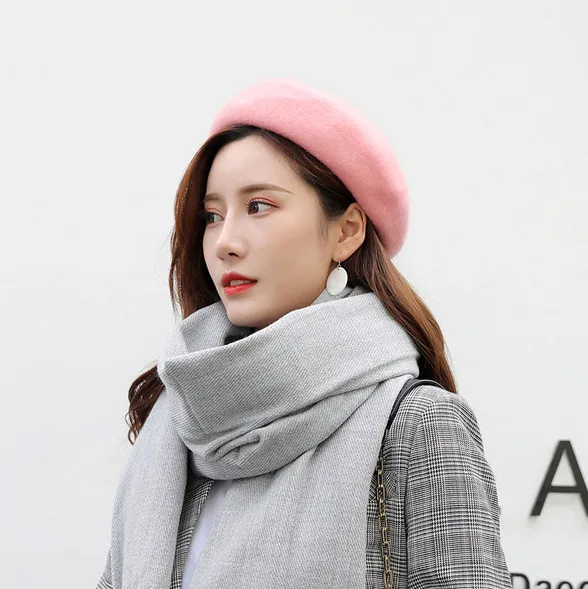 

Berets Caps For Women For Winter New Fashion Ladies Plain Beret Hat 100% Wool French Beret Winter Autumn Solid
