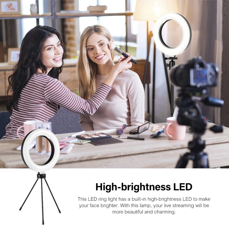 

12Inch Selfie Ring Light LED Studio Camera Video Live Makeup Ring Lamp Dimmable with Desktop Tripod