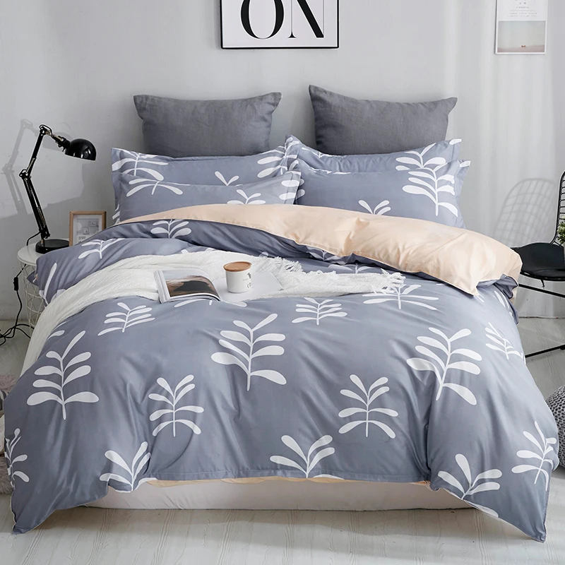 

3-D Leaf Print Bedding Set Simple Duvet Cover Set Pillowcase Home Textiles 2/3pcs Bed Linen King Queen Size Dropship
