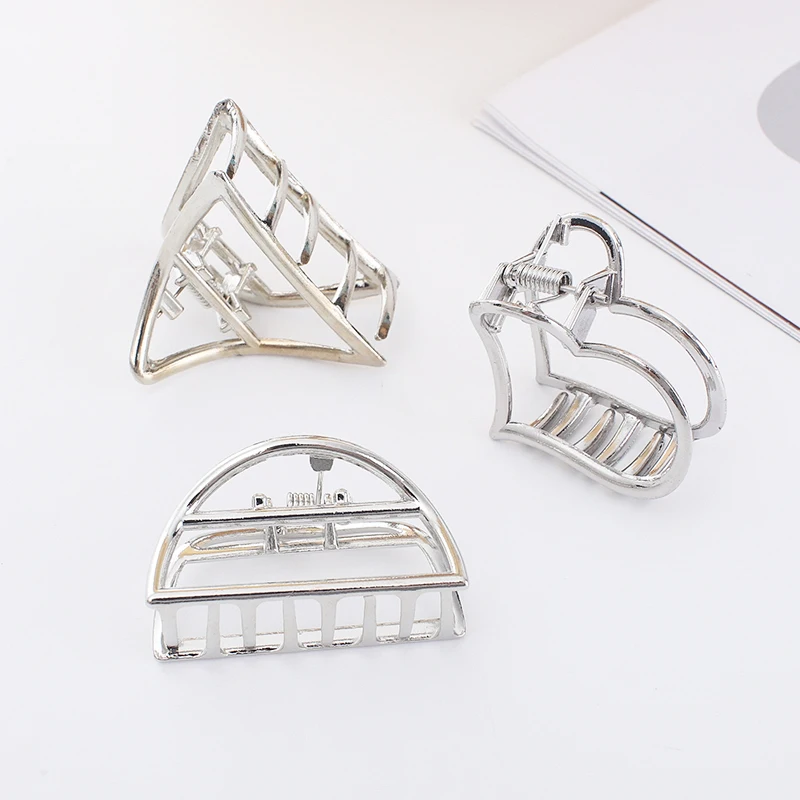 

New Korean Style Hairpin Alloy Plating Back Head Hair Catch Simple And Fashionable Women's Girl Medium Shark Clip Catch Cip