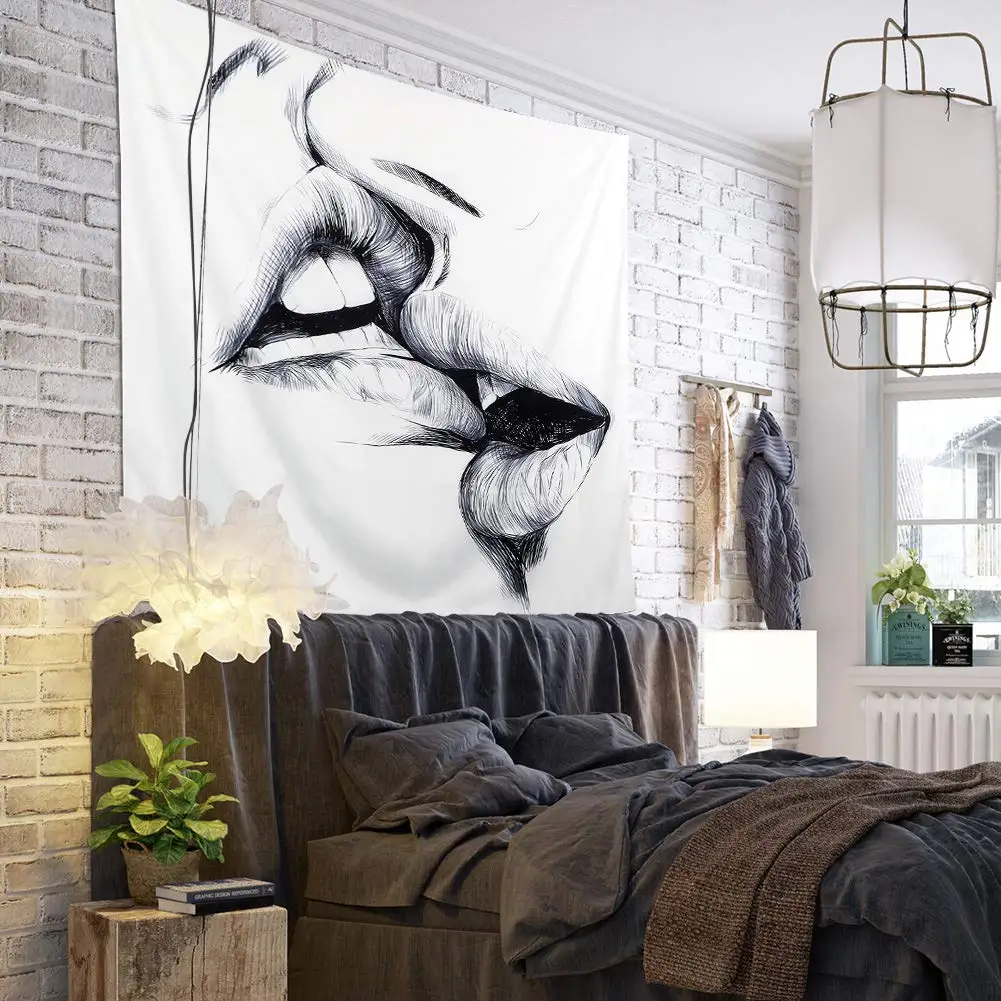 Настенный Гобелен для влюбленных поцелуи абстрактная картина эскиз