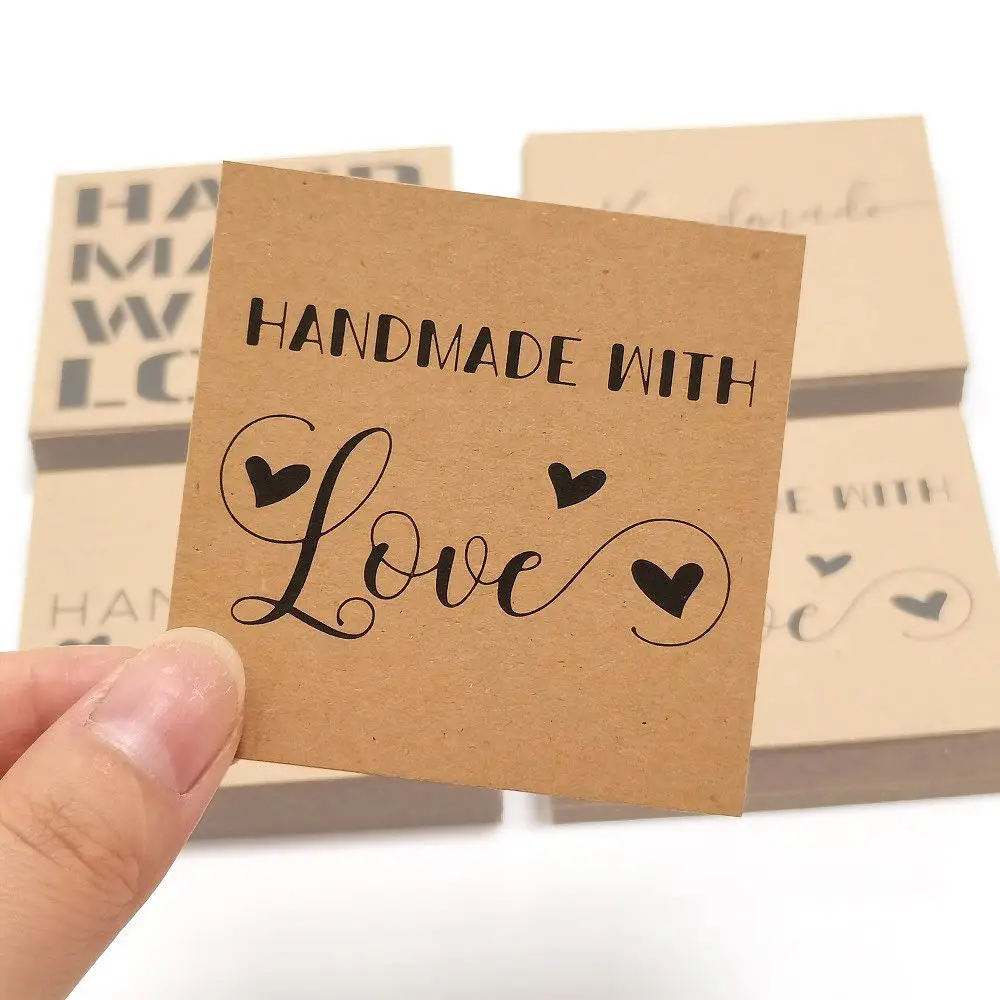 

50 шт., ярлыки ручной работы с надписью «With Love», 6 х6 см