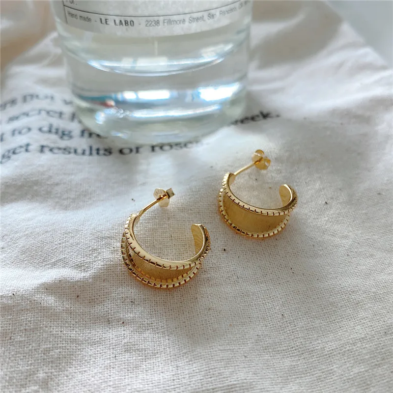 RUIYI реальные 925 пробы серебро Для женщин Золотой Ширина Стад Серьги 18K золото 1