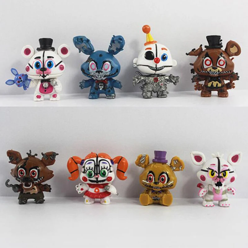 8 шт./набор, новинка, FNAF Freddy, мини-фигурка, Nendoroid, 5-6 см, ПВХ, Five Nights At Freddys, Foxy bear, Аниме фигурки, модель игрушки