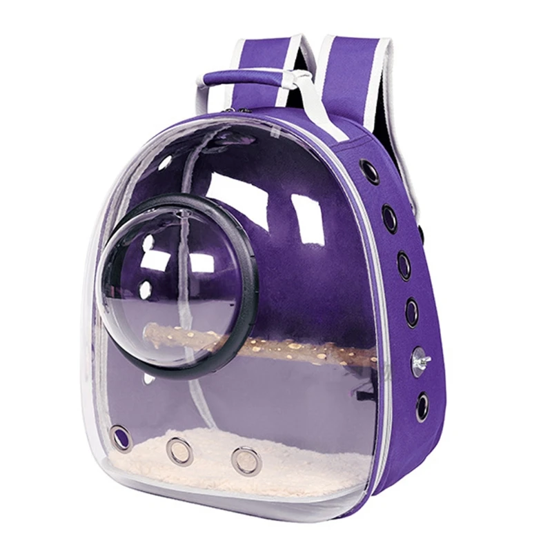 

Parrot Carrier Backpack Travel Cage Birds Breathable Transparent Space Capsule Q1QA