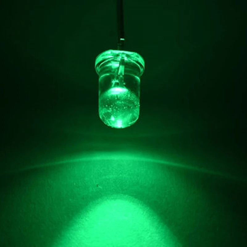 

100pcs Water Clear 5mm Green LED Diode Round Ultra Bright Transparent Through Hole 20mA 3V 5 mm LED Light Emitting Diode Lamp