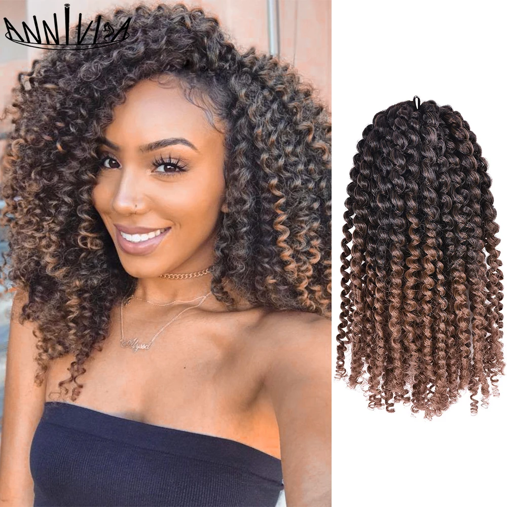 Short Afro Kinky Curly Twist Braid Hair Marlybob Crochet Braids Synthetic Hair Extensions For Black Women 8-12inch Annivia
