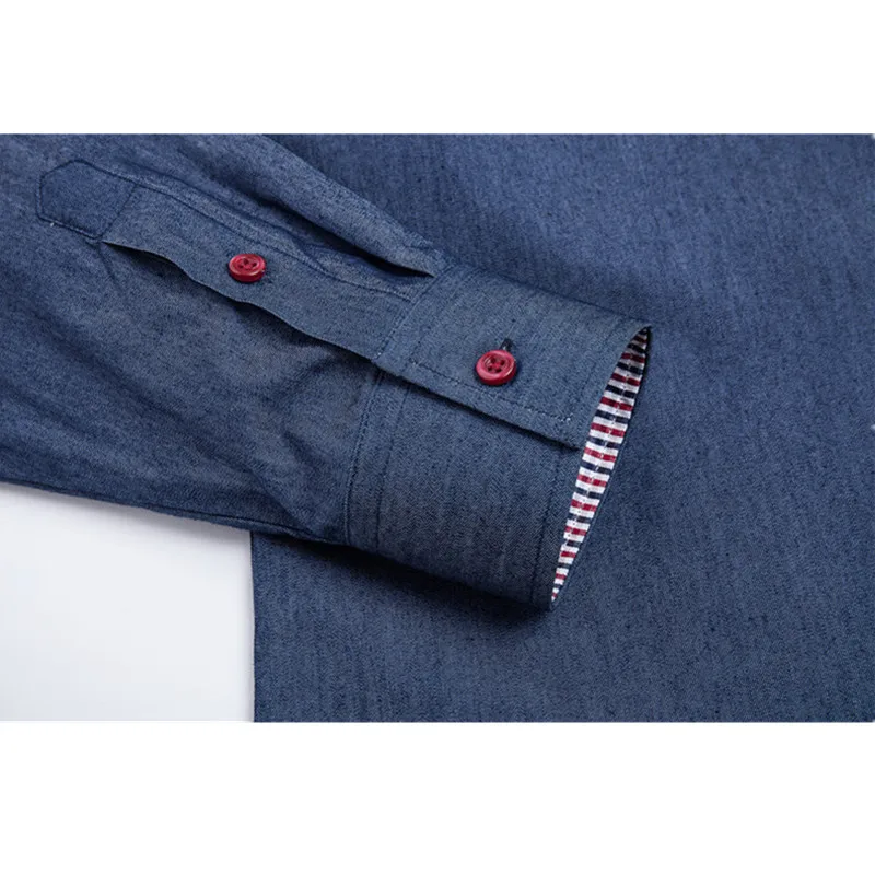 Мужская рубашка с длинным рукавом VISADA JUANA однотонная Облегающая из джинсовой