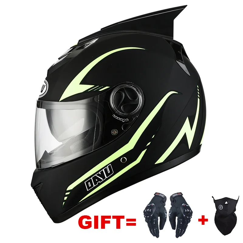 

Мотоциклетный шлем с двойным объективом, защитный шлем на все лицо для взрослых, с сертификатом DOT, 2 подарка