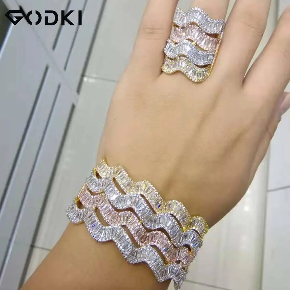 Женский комплект украшений GODKI роскошный из кольца и с микро-кубическим